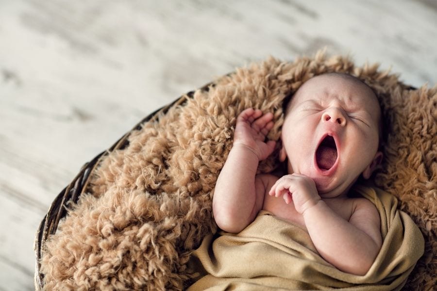 Baby yawns